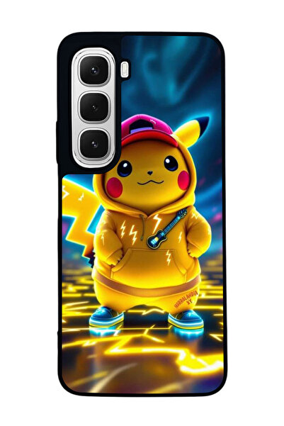 Aksel Kılıf متوافق مع هاتف INFINIX Hot 60i مطبوع ، أسود غير لامع، سيليكون ناع...