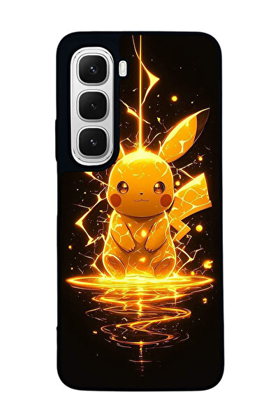 Aksel Kılıf متوافق مع هاتف INFINIX Hot 60i مطبوع ، أسود غير لامع، سيليكون ناع...