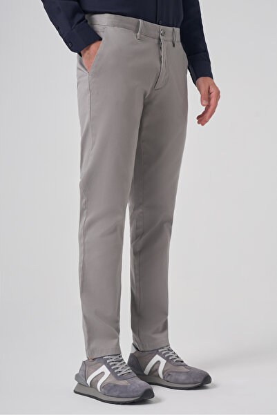 Morven Men's Gray Cotton Trend Slim Fit Chino Trousers