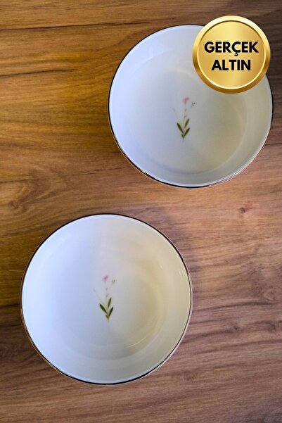 tabakevi Tabak Evi Porselen Natura Çuha Altın Yaldızlı Kase 13,50x4cm 460cc 2 li