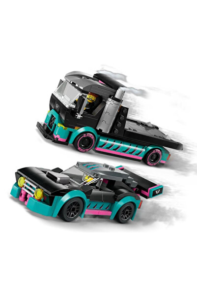 LEGO Construction Game - City Race Car And Vehicle Transporter Carrier Truck - 328 Pieces
