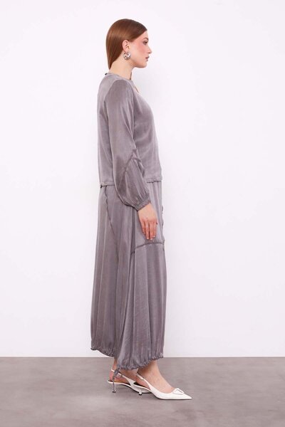 Levidor Gray Asymmetrical Cupra Skirt Set