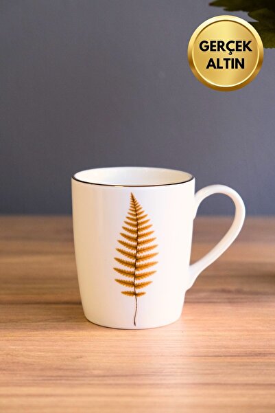 tabakevi Tabak Evi Porselen Natura Fern Kulplu Mug Kupa 9cm 220ml Tekli
