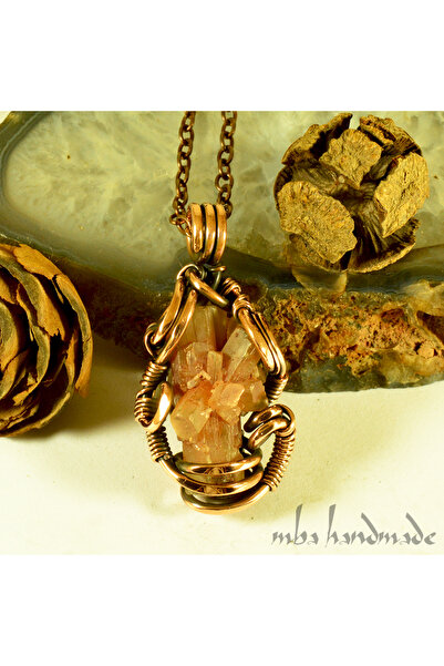 mba handmade jewelry Handmade Pure Copper Necklace with Aragonite Crystal - Single Product