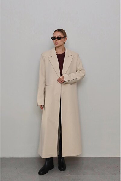 Havoş Beige Coat with Zipper Detail on the Sleeves
