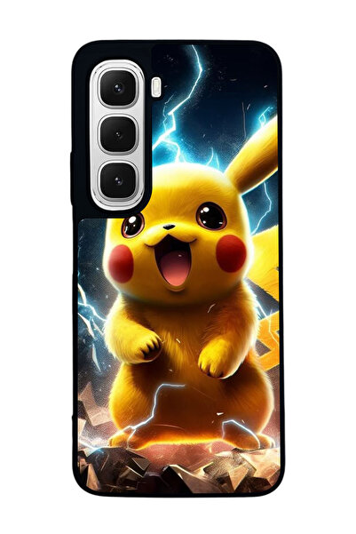 Aksel Kılıf متوافق مع هاتف INFINIX Hot 60 مطبوع ، أسود غير لامع، سيليكون ناعم...