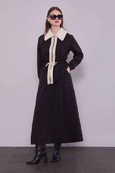 Levidor Black self-printed skirt set