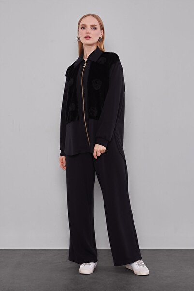 Levidor Black Rose Detailed Double Suit