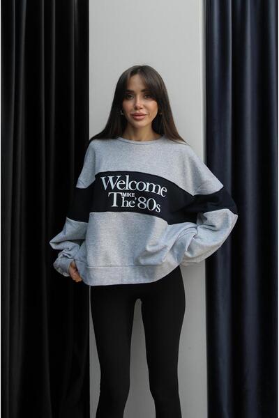 Havoş Gray Welcome Bike Printed Sweatshirt