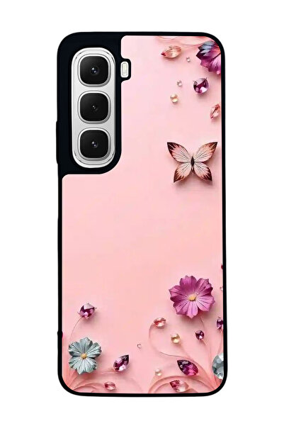 Aksel Kılıf متوافق مع هاتف INFINIX Hot 60i مطبوع ، أسود غير لامع، سيليكون ناع...