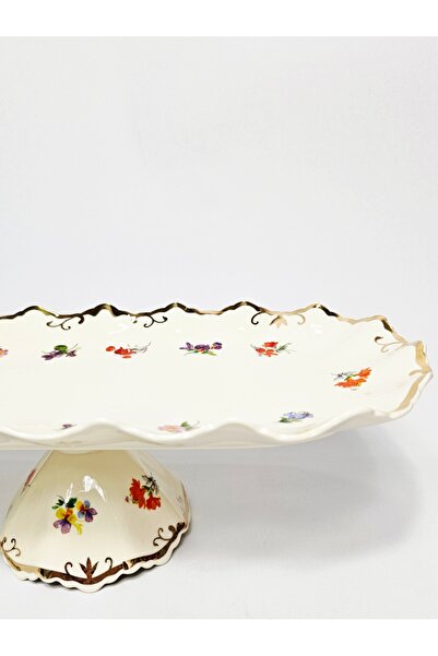 Casalina Ceramic footed platter - floral decoration
