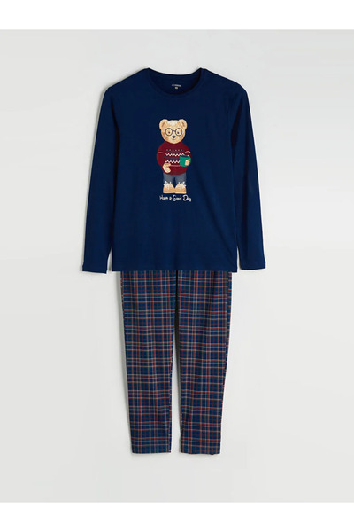 LC Waikiki Standard Fit Bear Teddy Printed Men's Pajamas Set