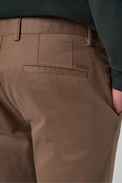 Morven Men's Beige Cotton Trend Slim Fit Chino Trousers