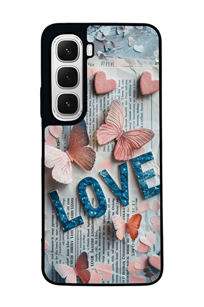 Aksel Kılıf Infinix Hot 60 Compatible Printed , Matte Black, Soft Silicone, Protective, Shock Absorbing Cover, Case