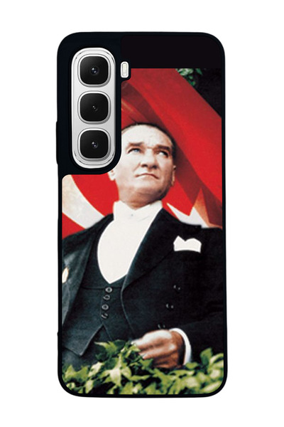 Aksel Kılıf متوافق مع هاتف INFINIX Hot 60i مطبوع ، أسود غير لامع، سيليكون ناع...