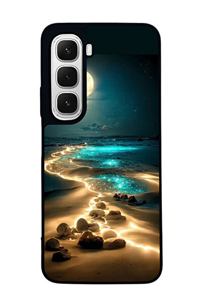 Aksel Kılıf متوافق مع هاتف INFINIX Hot 60i مطبوع ، أسود غير لامع، سيليكون ناع...