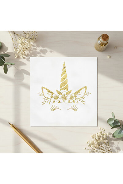 Öztürkpartievi Gold unicorn Printed napkin birthday party celebration