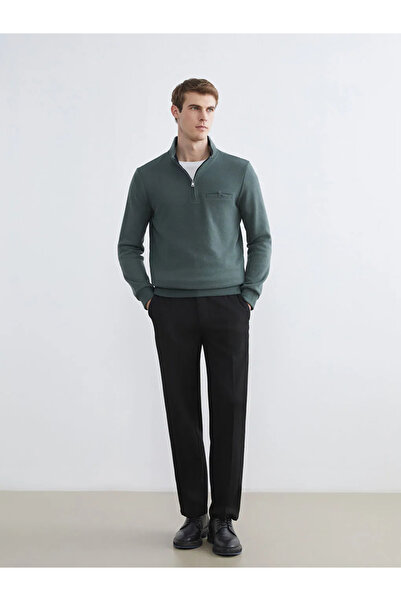 LC Waikiki سويت شيرت رجالي بياقة واقفة وسحاب