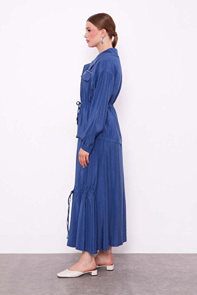 Levidor Indigo Hidden Zipper Detailed Skirt Set