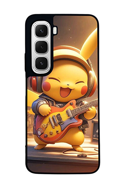 Aksel Kılıf متوافق مع هاتف INFINIX Hot 60i مطبوع ، أسود غير لامع، سيليكون ناع...