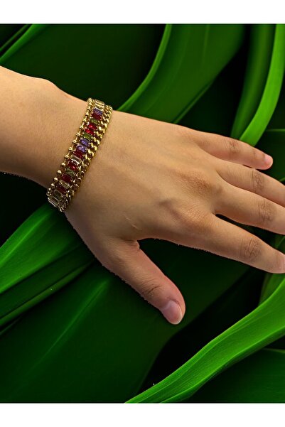NEW STYLE A luxurious and elegant women's bracelet, adorned with colored zircon stones, measuring 16 + 5 cm, and comes in a suitable gift box.