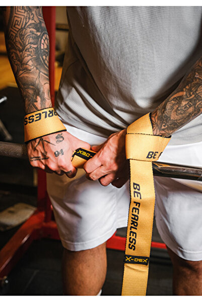 Dex Supports Weight Lifting Strap Barbell Strap Lifting Straps Pro Yellow 2-Pack