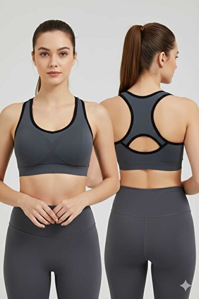 SOSYETEZGAHI Γυναικείο αθλητικό σουτιέν Racerback σε λευκό χρώμα, με αποσπώμε...