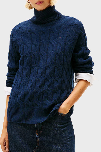 Tommy Hilfiger Örgülü Yünlü Relaxed Fit Balıkçı Yaka Kazak KAZAK WW0WW46791 C1G