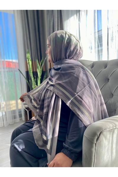 Modakaşmir Çizgisel Desenli Pamuk Şal