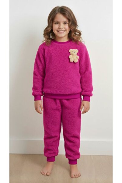 KOKOŞ BEBEK Girl's Suit with Plush Teddy Bear Detail - Age 2/9 - 31549