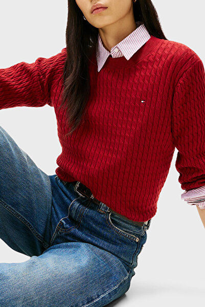 Tommy Hilfiger % 100 Pamuk Regular Fit Bisiklet Yaka Örgü Kazak KAZAK WW0WW44993 XIT