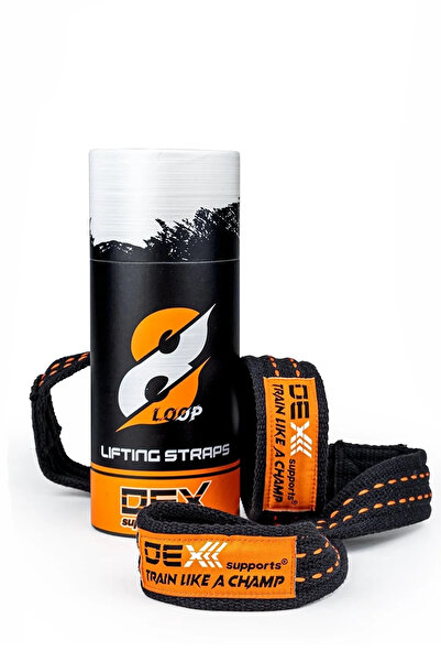 Dex Supports Weight Lifting Strap Barbell Strap 8 Loop Lifting Straps Orange