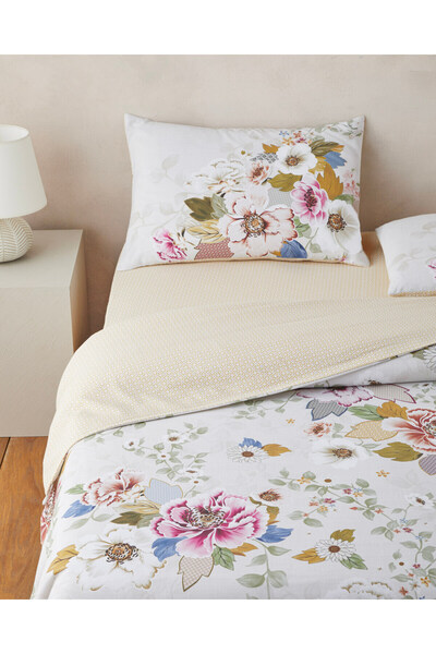 English Home Bloomora Digital Printed Easy-Iron Single Duvet Cover Set 160X220 cm Beige-Yellow
