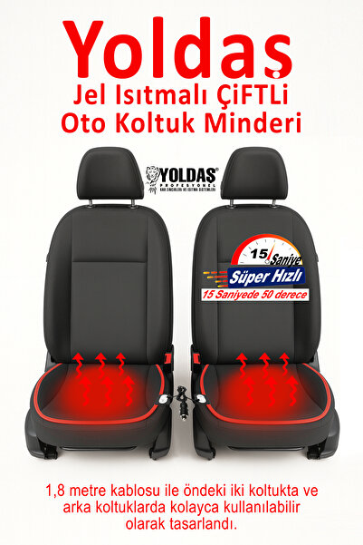 YOLDAŞ Yolaş Jel Isıtmalı Oto Koltuk Minderi ÇİFTLİ Siyah
