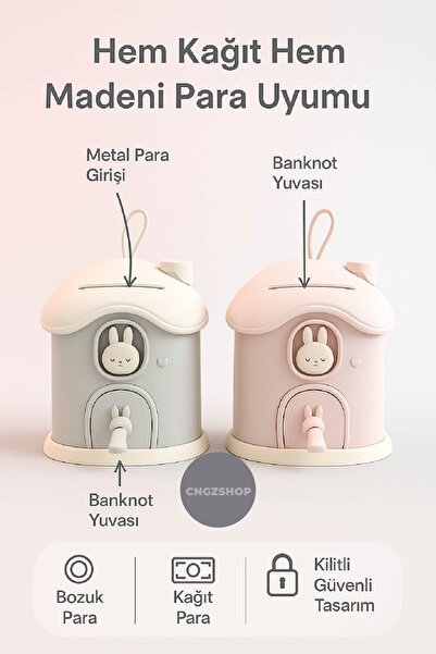 CNGZSHOP Mavi Tavşan Şekilli Kumbara | Çocuk Harçlık Biriktirme Kutusu – Mode...