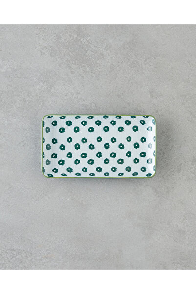 English Home Plantopia Porcelain Boat Plate 17X10 cm White - Green