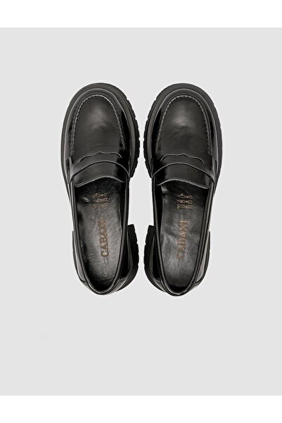 Cabani Genuine Patent Leather Black Women's Loafer Shoes
