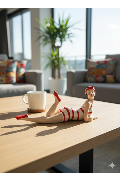 İki Cadı Tasarım Yüzücü Kız Biblo, Ev ,Bahçe Heykel , Dekor, Polyester Obje, ...