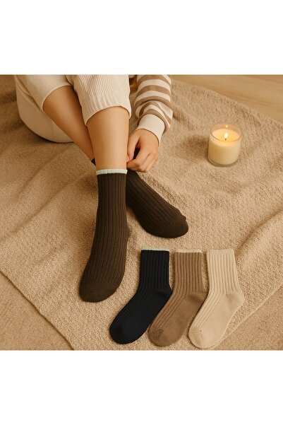 Miskince 4 Çift Unisex Renkli Soket Çorap – Günlük Yumuşak Fitilli Model Set