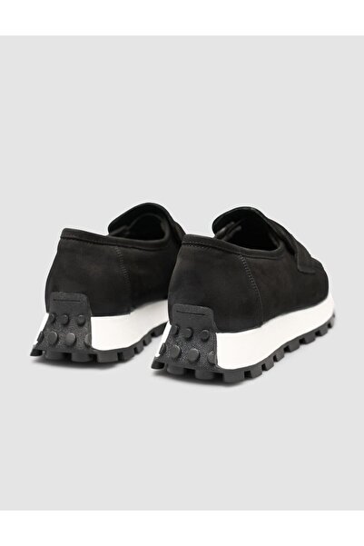 Mona Mae Monamae Genuine Nubuck Leather Black Women's Loafer Shoes