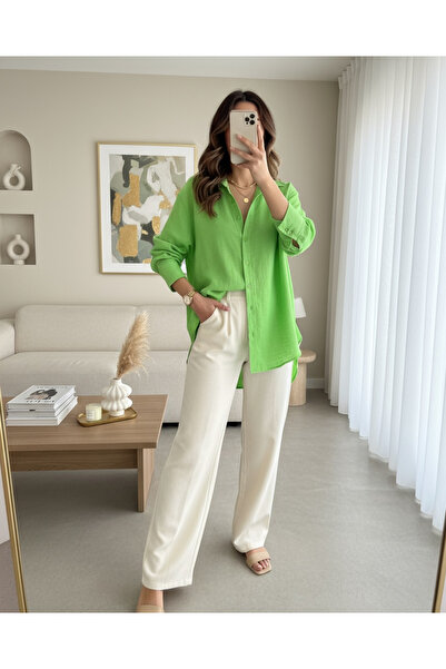 MissRunin Poor Sleeve Slit Long Back Shirt