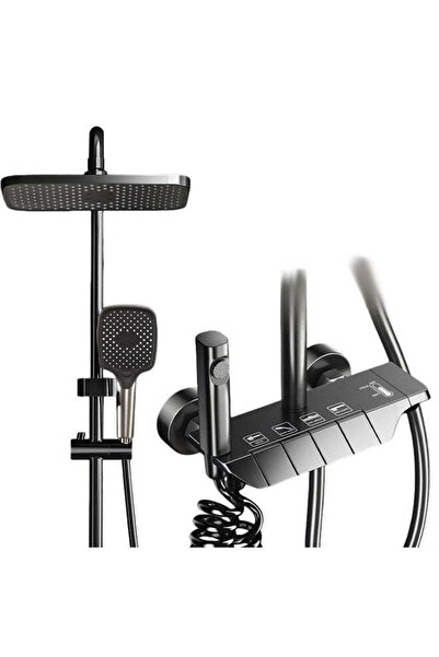 Yelajoy Shower System Thermostatic,4-Function Piano Key Wall-Mounted Shower Set,with 12" Shower Head,Black