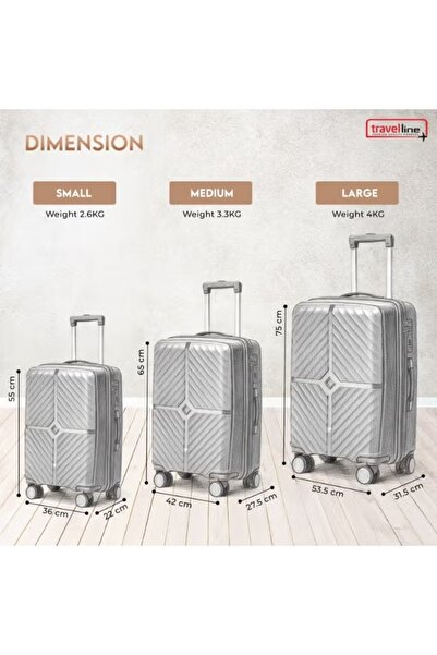 TRAVEL LİNE 3-Piece Hardside Luggage Set - Lightweight Polypropylene Suitcases with 8 Spinner Wheels & TSA Lock