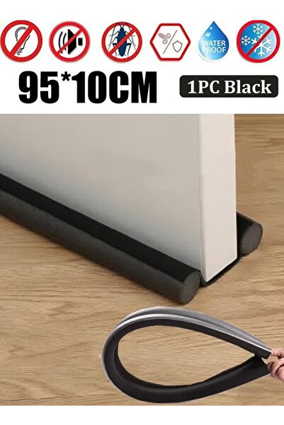 Generic 1Pc Door Bottom Sealing Strip Guard 95cm Draft Stopper Foam Weatherstrip Wind Dust Blocker (Black)