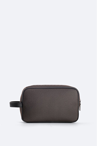 Avva Men's Brown Double Zipper Handbag A52Y9103