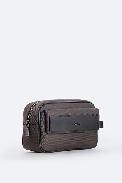 Avva Men's Brown Double Zipper Handbag A52Y9103