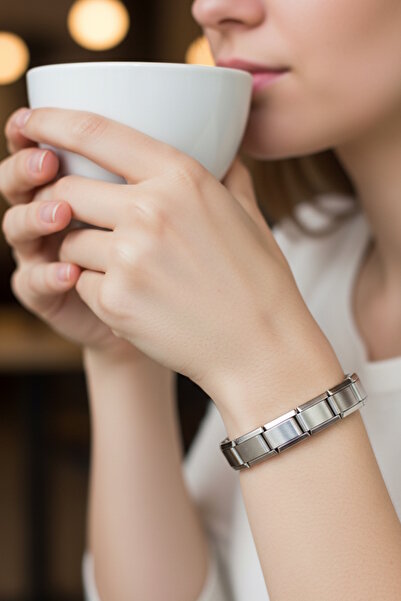 CAŞ DEKORASYON Silver Color Nomination Steel Bracelet