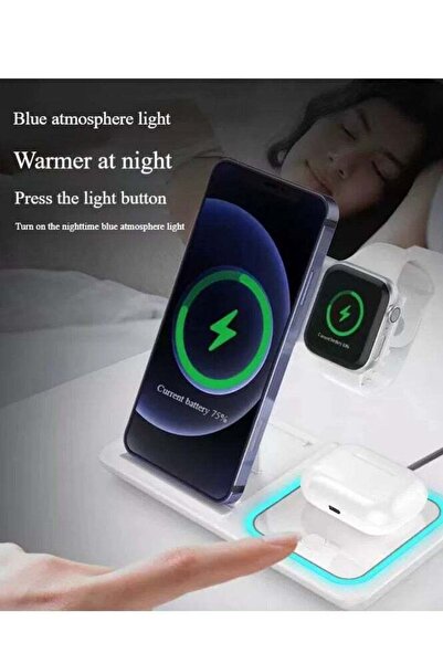 Generic 3-in-1 Foldable Wireless Charging Station for iPhone, Samsung, Apple Watch & Qi Phones