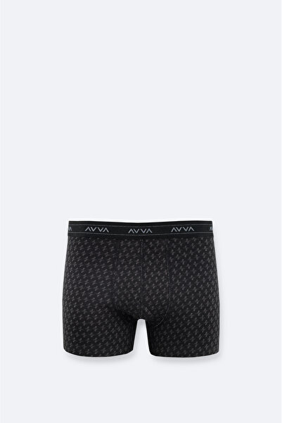 Avva Men's Black Patterned Cotton Single Boxer A52Y9514