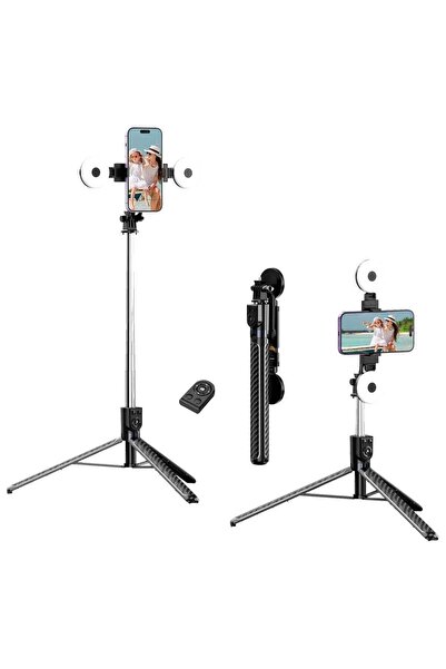 Generic 170cm Extendable Selfie Stick Tripod with Wireless Remote & 2 Removable Fill Lights